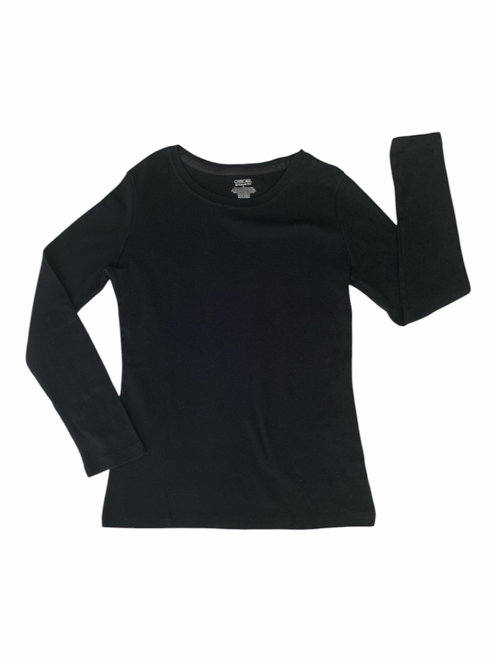 Cherokee Ultimate Shirt Girls Size Large Solid Black Long Sleeves Classic Cotton
